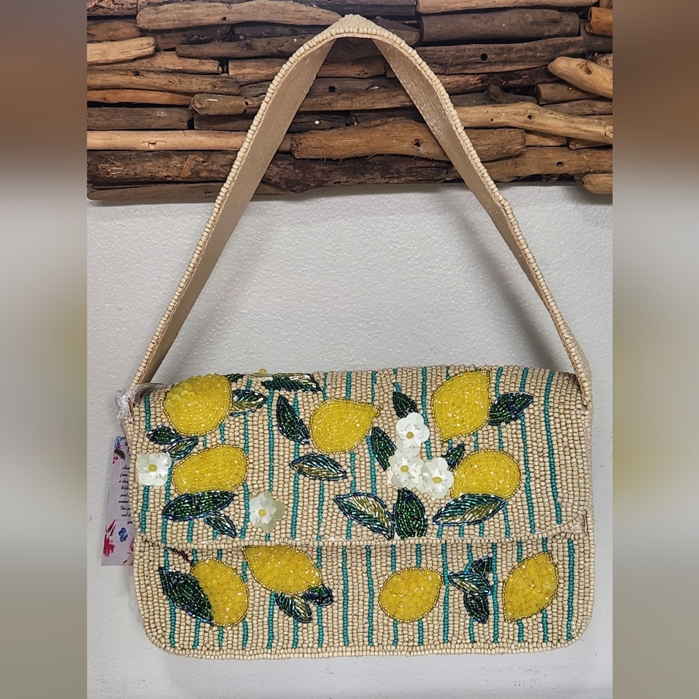 NWT Viral Tiktok Beaded Lemon Lemons Flowers Handbag BAG